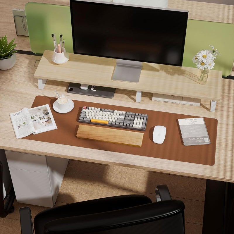 Aothia Leather Desk Pad Protector - Large Mouse Pad, Office Mat, Non-Slip PU Leather Blotter, Laptop Desk Pad, Waterproof Writing Pad for Office and Home (Brown, 38" x 13.7") - Image 4